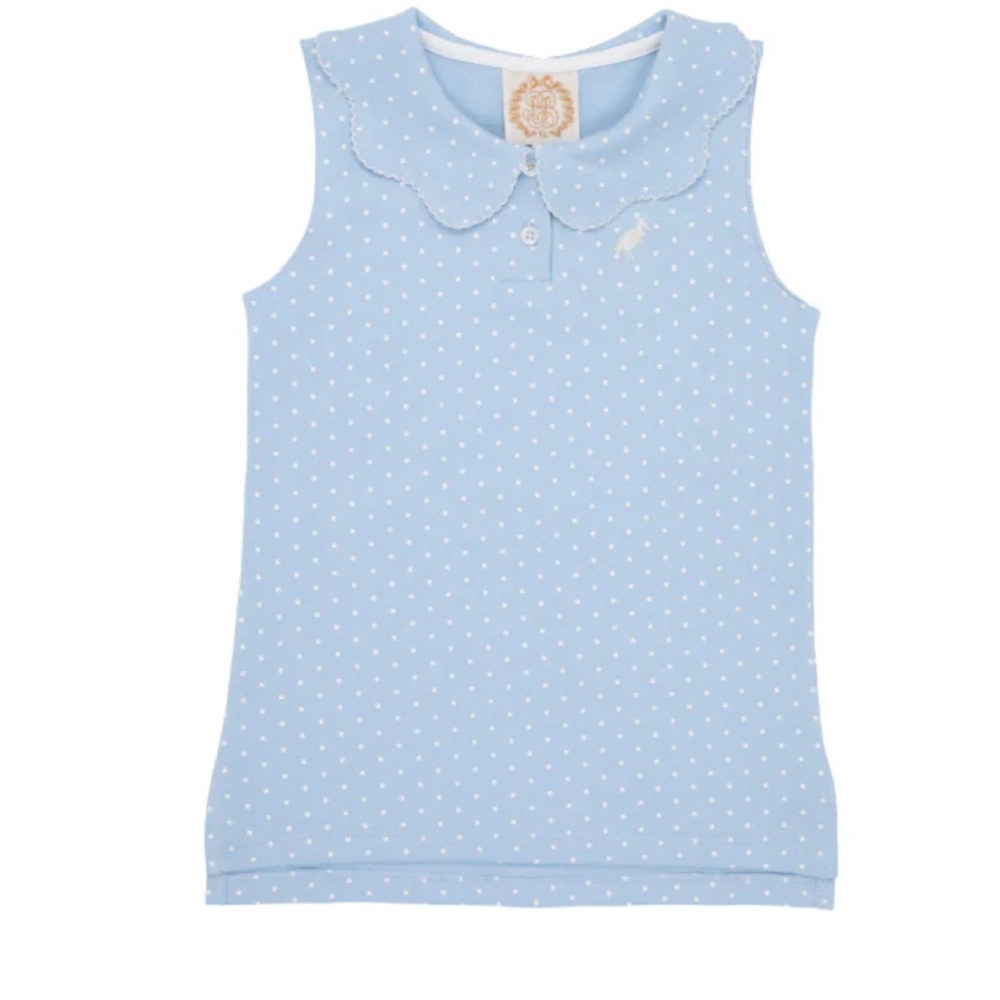 TBBC Paige's Playful Polo Beale Street Blue Worth Avenue White Micro Dot